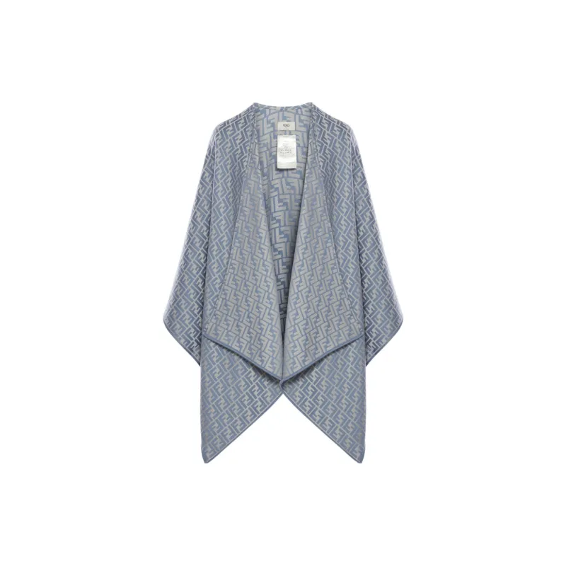 FENDI Wool Silk Shawls Women's Blue-0