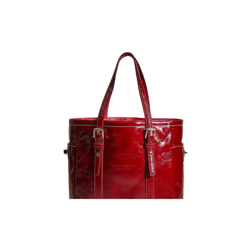 COACH Gallery Leather Tote Bag Shopping Bag Handbag Shoulder Bag Medium Size Women's Red-2
