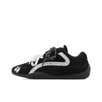 Cat&Sofa Anti Slip Wear Resistant Low Top Skateboard Shoes Unisex Black