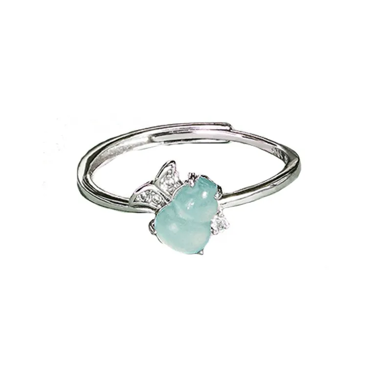 PUTUOSHANWENCHUANG Ice Glutinous Jadeite Rings Women's-0
