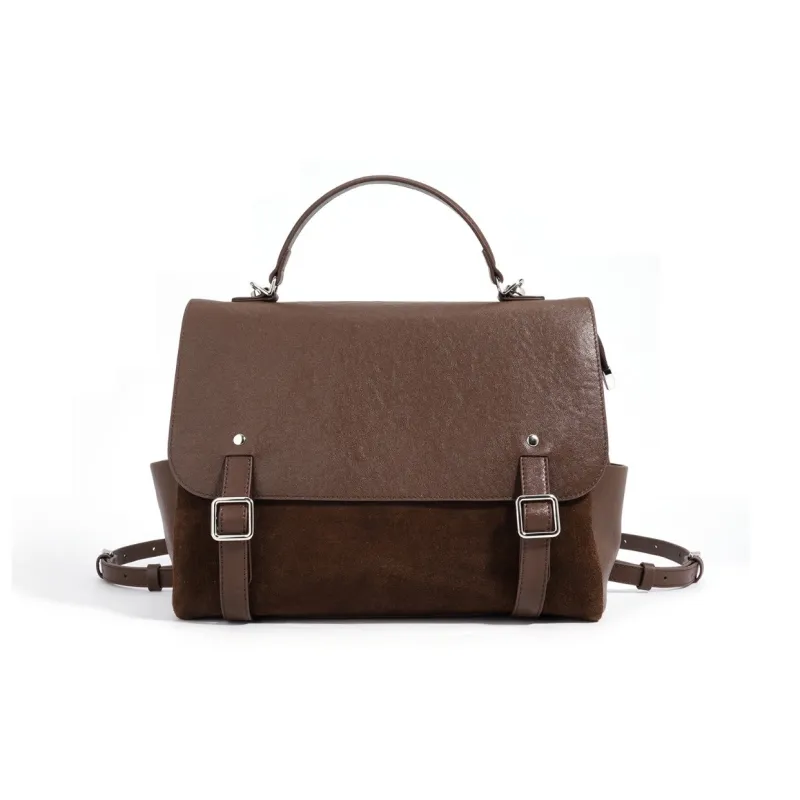ROBERTA DI CAMERINO Cow Leather Bonded Synthetic Leather Carry Backpack Mini Women's Red/Brown-6