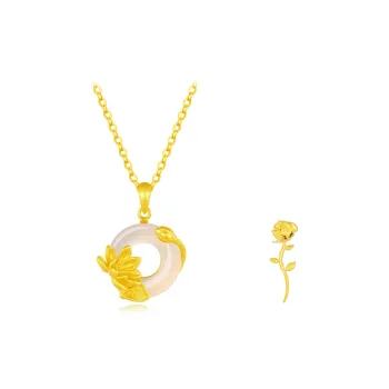 Fortune Gold Chalcedony Gift Box Set Necklace Women's