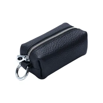 OUZIHUANG Top Grain Cow Leather Key Pouch Regular Unisex Black/Red/Rose Red/Sea Blue/Light Pink/Light Yellow/Jasper