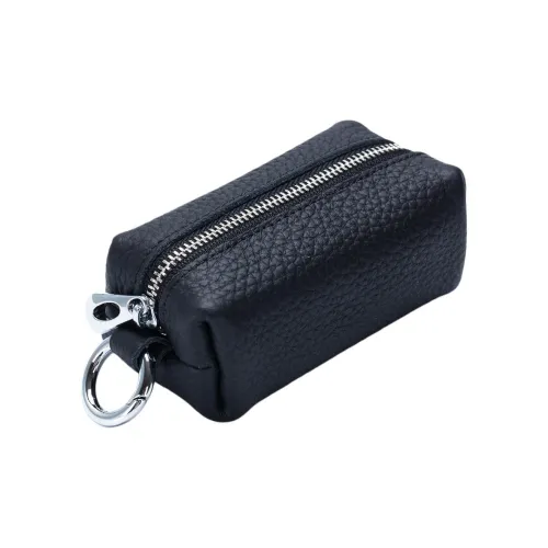 OUZIHUANG Top Grain Cow Leather Key Pouch Regular Unisex Black/Red/Rose Red/Sea Blue/Light Pink/Light Yellow/Jasper