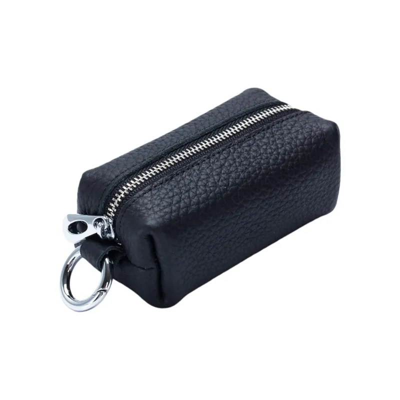OUZIHUANG Top Grain Cow Leather Key Pouch Regular Unisex Black/Red/Rose Red/Sea Blue/Light Pink/Light Yellow/Jasper-0