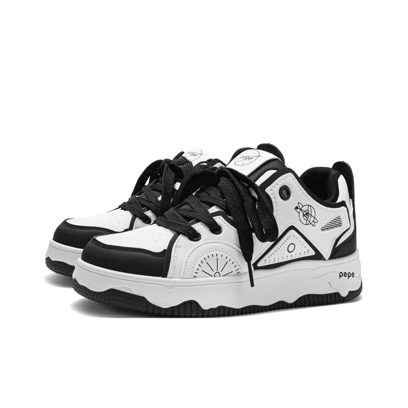 Pepe The Frog Skateboard Shoes Unisex Low Top Ecru/Classic Black White/White Green-8