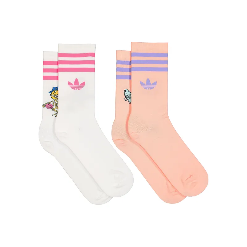 Adidas Originals Mid Calf Socks Unisex 2 Pack Bright Light Pink/White-2