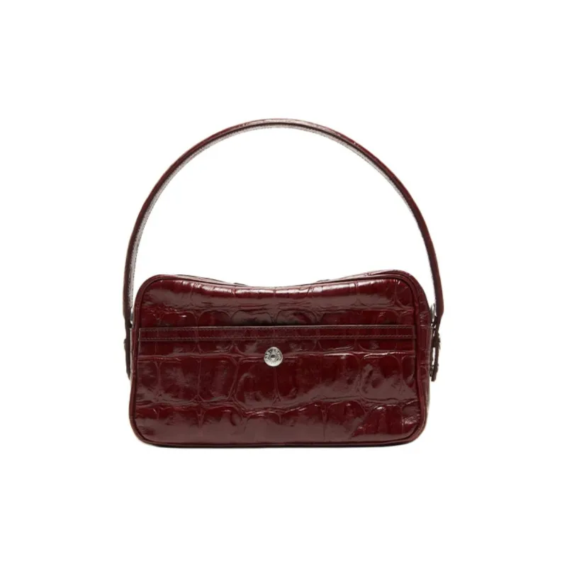 Acne Studios Calfskin Shoulder Bag, Crossbody Bag Women's Burgundy-2