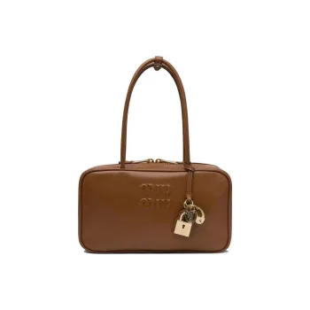 MIU MIU Calfskin Handbag Women's Brown