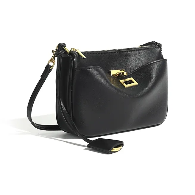 Vigno Synthetic Leather Shoulder Bag Crossbody Bag Regular Women's Black-1
