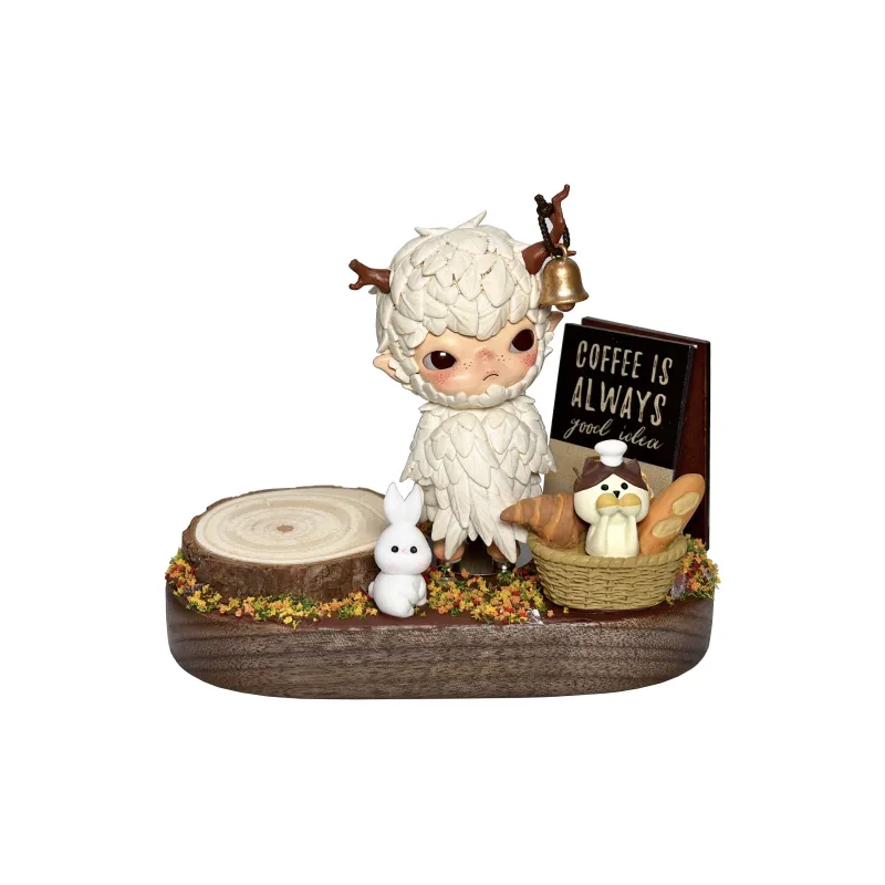 Modified Baby POP MART Hirono Shelter Collection Watch Charging Station Forest Guardian Vintage Brown Hang Tag Box 12cm-0