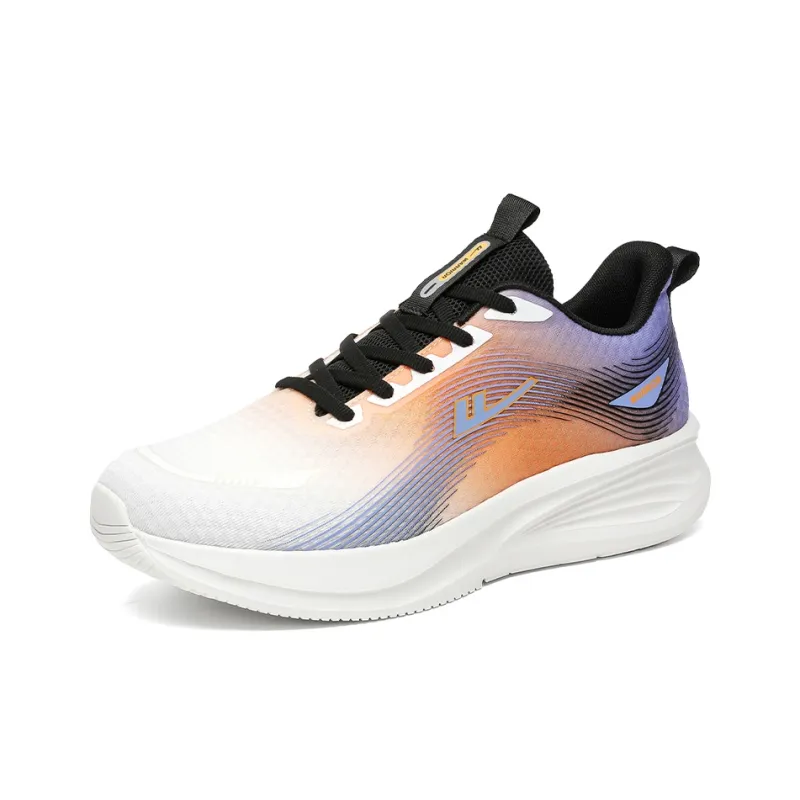 Warrior Breathable Lightweight Low Top Casual Training Long Distance Running Shoes Men's White Orange Purple-2