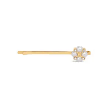 CELINE Hair Slide In Brass With Gold Finish And Resin Pearls