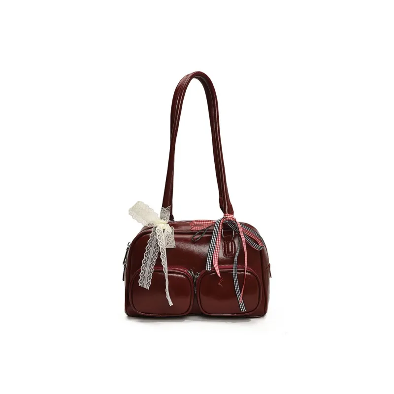 DALO PU Shoulder Bag Women's Silver/Coffee/Red/Brown/Black/White-6