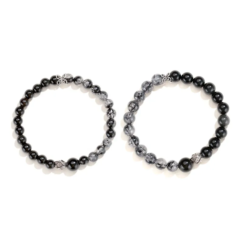 Old Fu Gold Obsidian Jade Bracelets Unisex-0