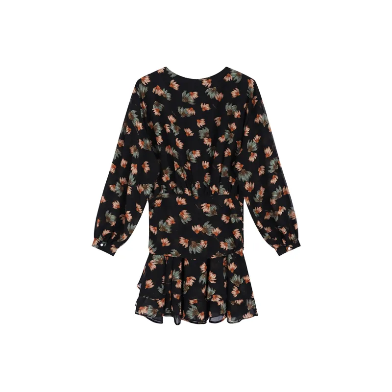 Garbege Long Sleeved Dresses Women's Black-1