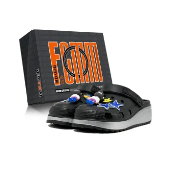 FCMM Clogs Unisex Black Silver Frame Box Included