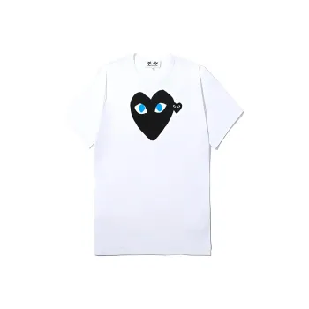 Comme Des Garcons Play Women's Black Heart Blue Eyes T shirt White