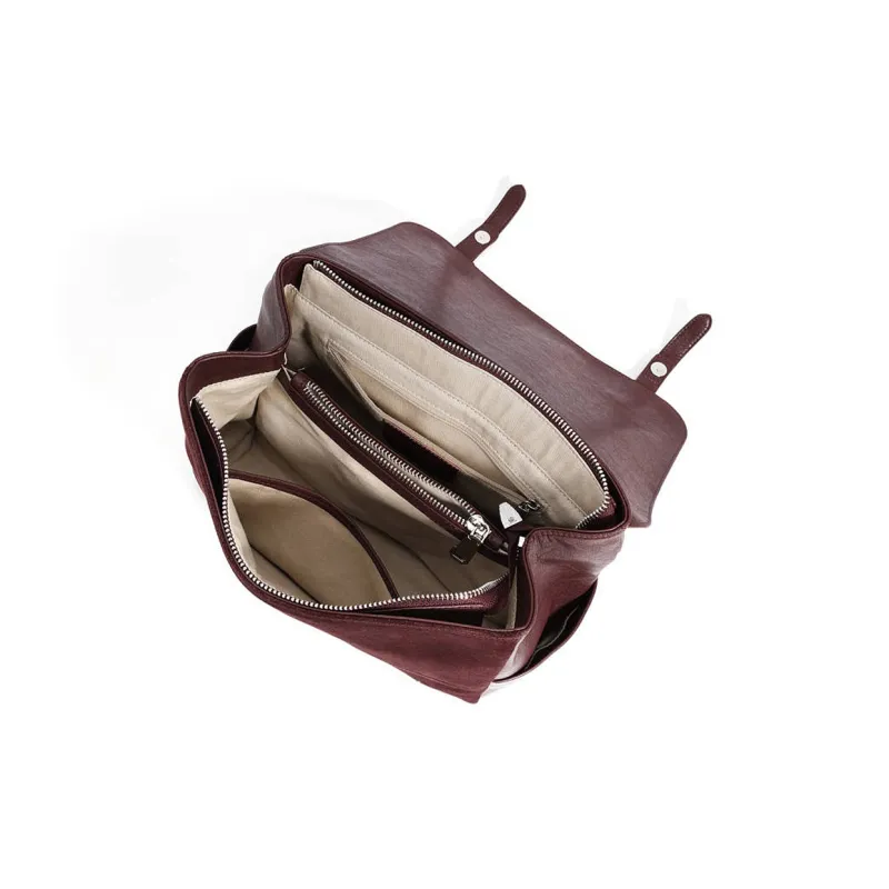 ROBERTA DI CAMERINO Cow Leather Bonded Synthetic Leather Carry Backpack Mini Women's Red/Brown-5