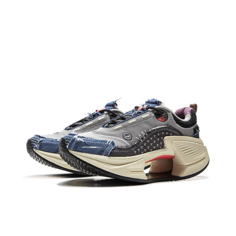 Staple x LiNing Lightweight Rebound Wear Resistant Low Top Casual Shoes Women's Gray Black Blue-2