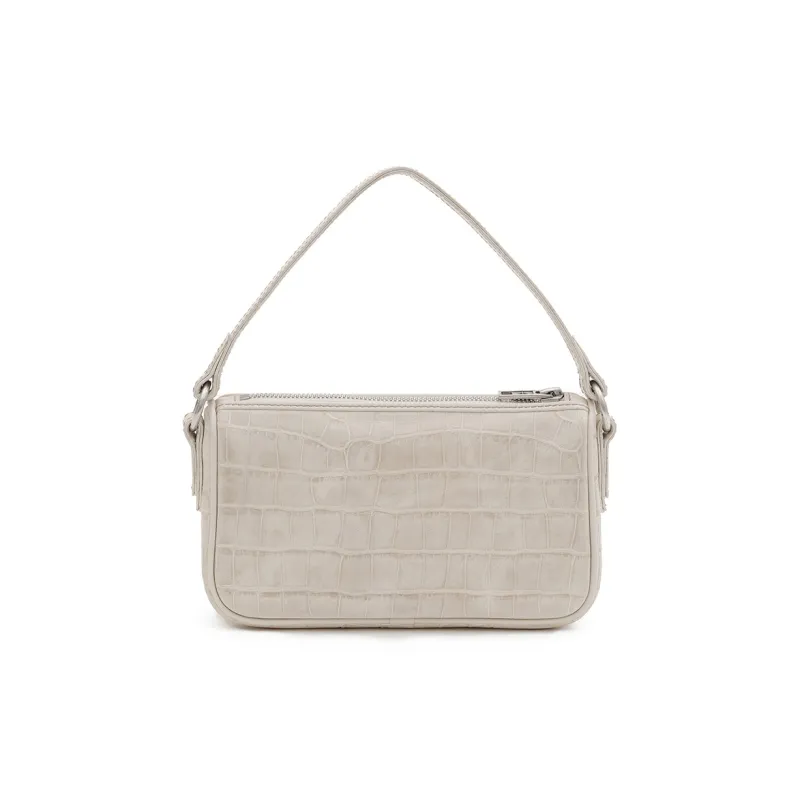 SMFK Cow Leather Handbag Small Size Women's White Crocodile-2