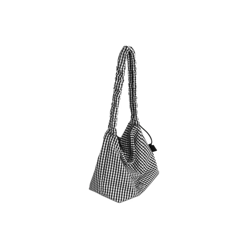 Kikawa Card Fabric Crossbody Bag, Shoulder Bag Medium Size Women's Plaid Black White-2