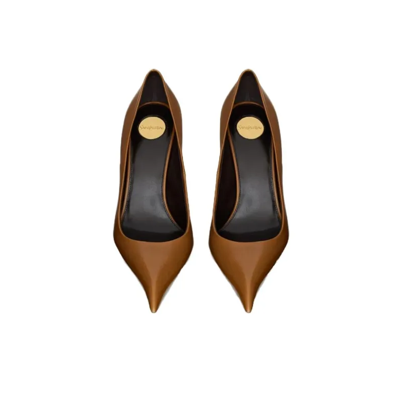 SAINT LAURENT Slim Heel High Heels 10.5cm Women's Brown-2