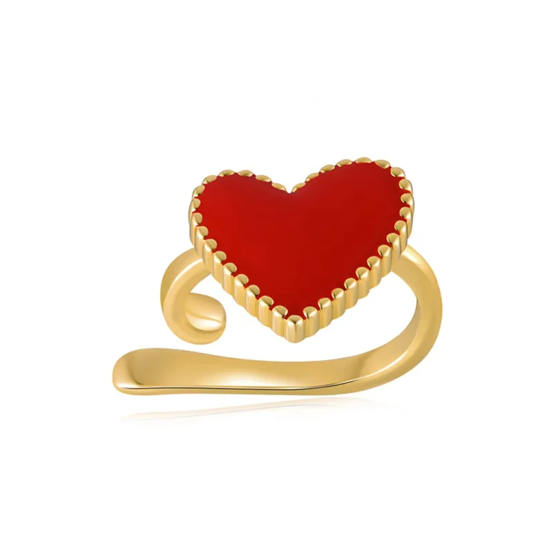 LELOUP 18K Gold Plated Copper Clip On Earrings Women's Red-2