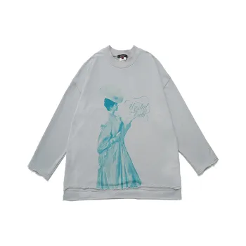 UNVESNO Crew Neck Loose Fit Sweatshirt Unisex Light Blue