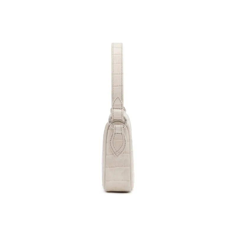 SMFK Cow Leather Handbag Small Size Women's White Crocodile-1