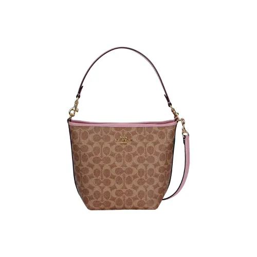 COACH City PVC Shoulder Bag Small Size Women's Cameo Brown