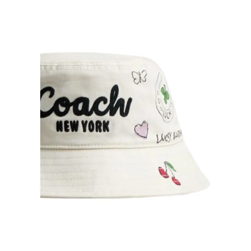 COACH 100% Cotton Bucket Hats Women's White-1