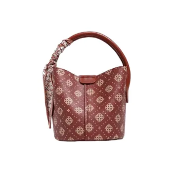 PESASRIE PVC Bride Bag Bucket Bag Crossbody Handbag Regular Women's Burgundy