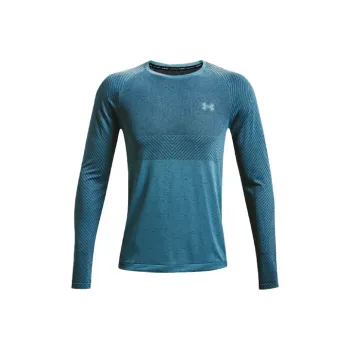 Under Armour Crew Neck Fitted Straight Long Sleeved T Shirt Men's Blue