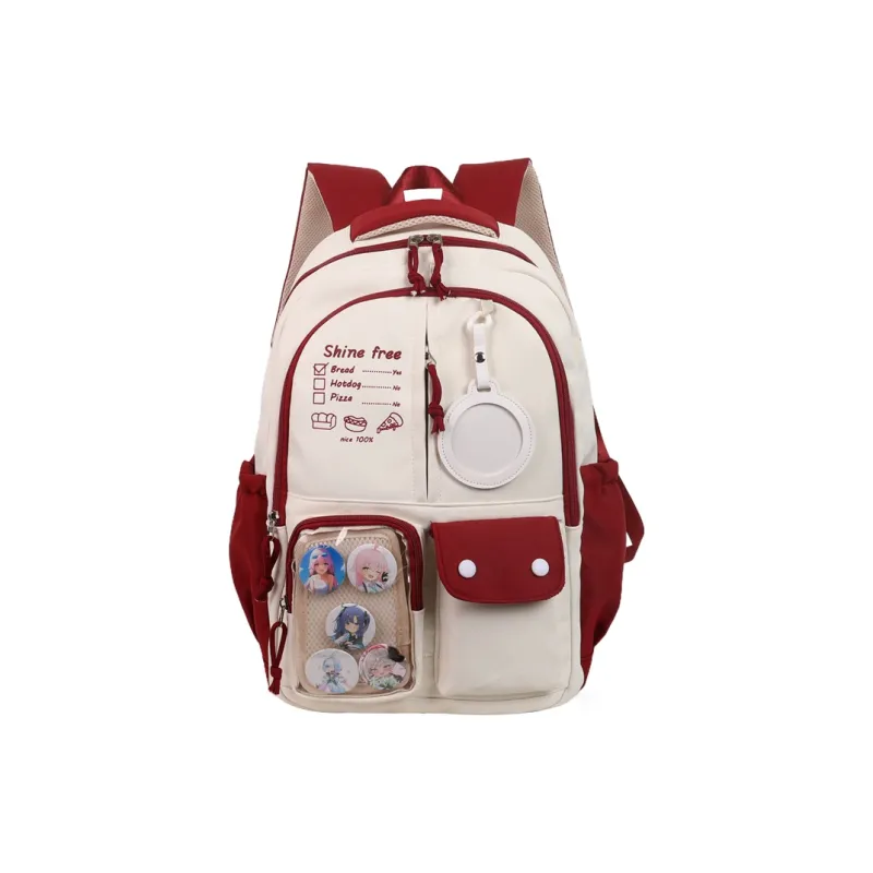 Deli Bear Nylon Backpack Regular Unisex Black/Pink/White/Khaki/Blue-10