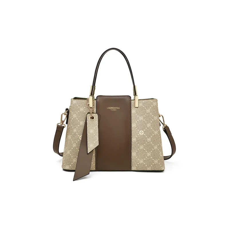 Old Man's Head Synthetic Leather Crossbody Handbags Regular Women's Dark Brown/Cream Apricot-8