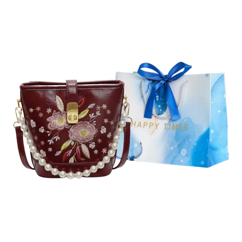ROUNDOT PU Crossbody One Shoulder Handbags Women's Ecru Black/Pink/Burgundy-20