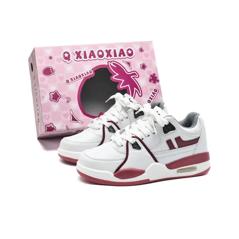 Circle Small Height Increasing Wear Resistant Breathable Slip Resistant Low Top Skateboard Shoes Unisex White-11