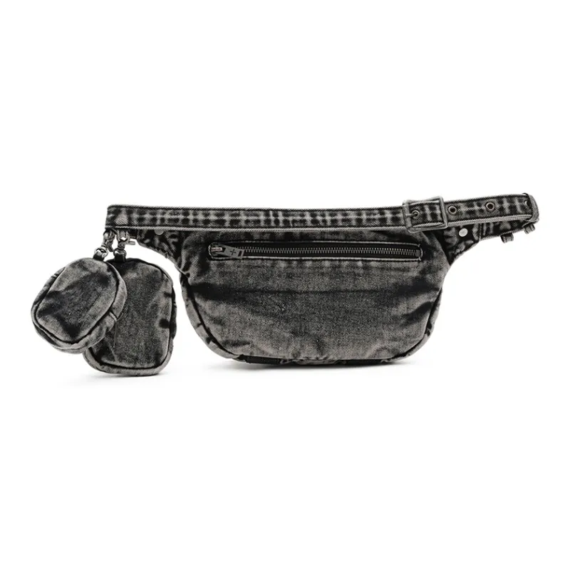 SMFK Rough Twill Denim Fabric Fanny Pack Unisex Storm Gray-2
