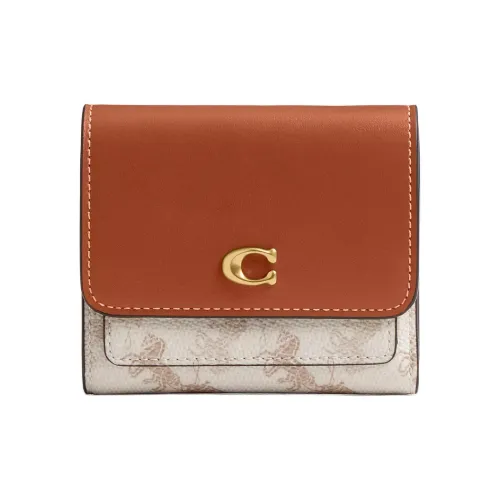 COACH Mira Coated Canvas With Calfskin Wallet Small Size Women's Chalk Gray & Umber