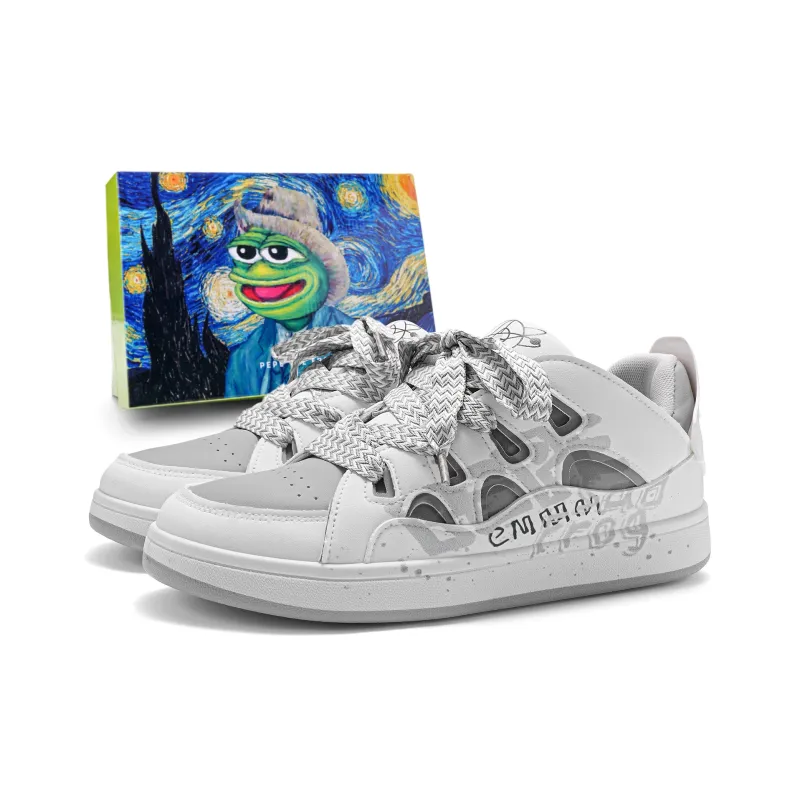 Pepe The Frog Cushioning Abrasion Resistant Balance Lightweight Breathable Low Top Skateboard Shoes Unisex-0