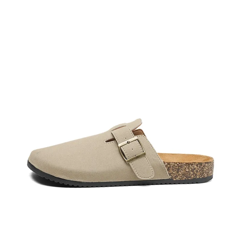 OUGLEMEN Cork Sole Slip Resistant Quiet Closed Toe Slippers Unisex Box Included-1