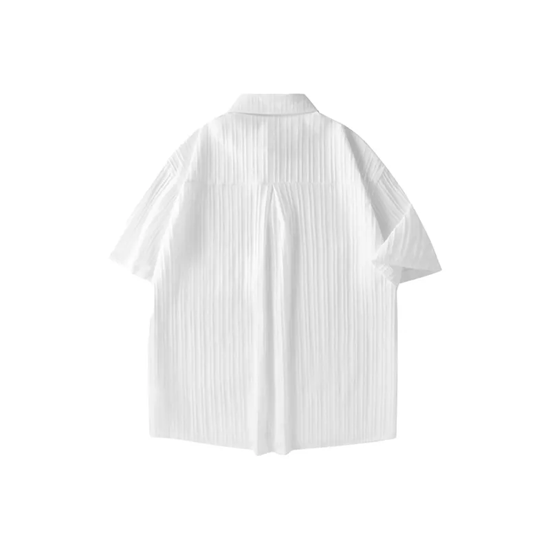 ACUOD BY CHANU Loose Fit Lapel Stripes Shirt Casual Versatile Korean Style Trendy Summer Unisex-4