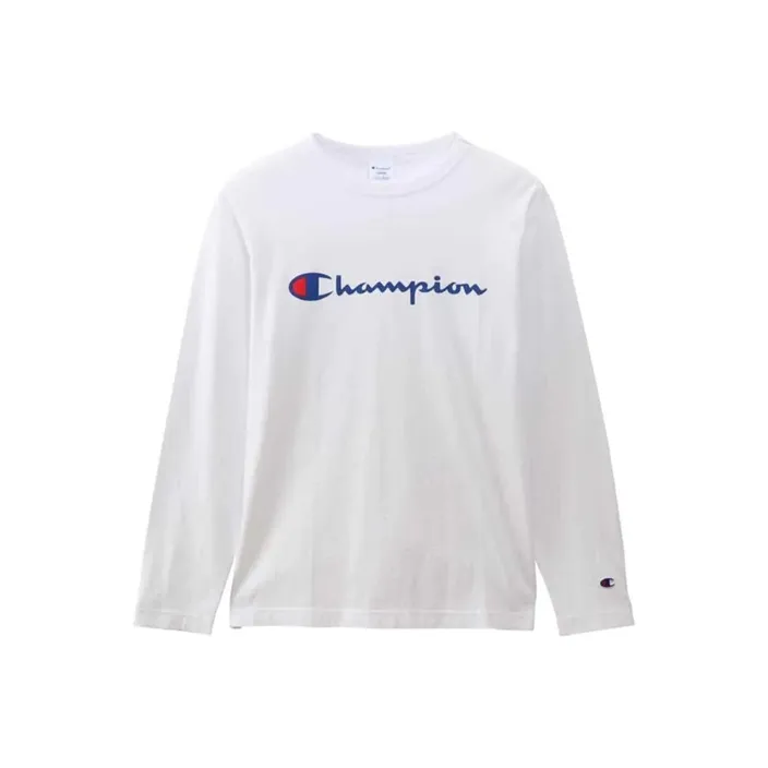 Champion Straight Long Sleeved T Shirt Japan Version Unisex White-0