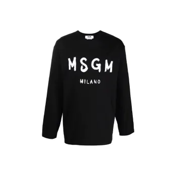 MSGM Logo Printed Long Sleeved T Shirt