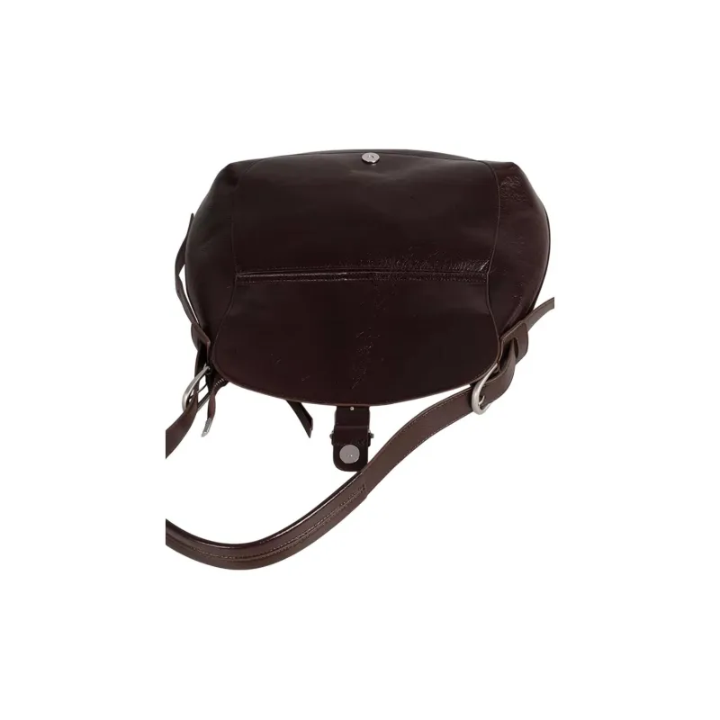 Kikawa Card Artificial Leather Saddle Bag, Shoulder Bag Medium Size Women's Dark Coffee-5