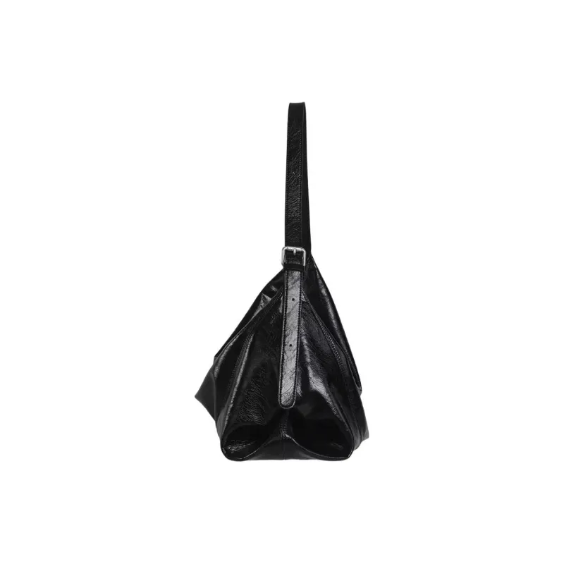 Kikawa Card Synthetic Leather Shoulder Bag Large Size Women's Black-2