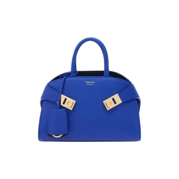 FERRAGAMO Hug Calfskin One Shoulder Handbag Mini Women's Klein Blue With Midnight
