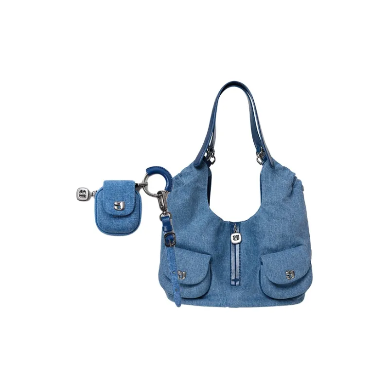 KUNOGIGI Fabric Shoulder Bag Medium Size Unisex Denim Blue-6