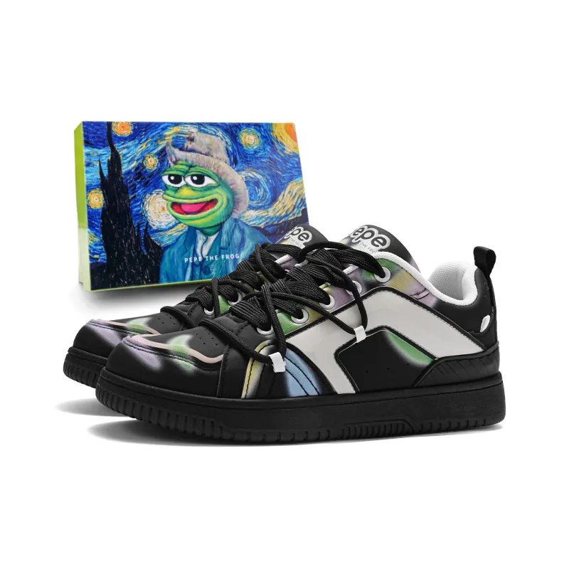 Pepe The Frog Cushioning Quick Dry Abrasion Resistant Breathable Height Increasing Low Top Skateboard Shoes Unisex-35